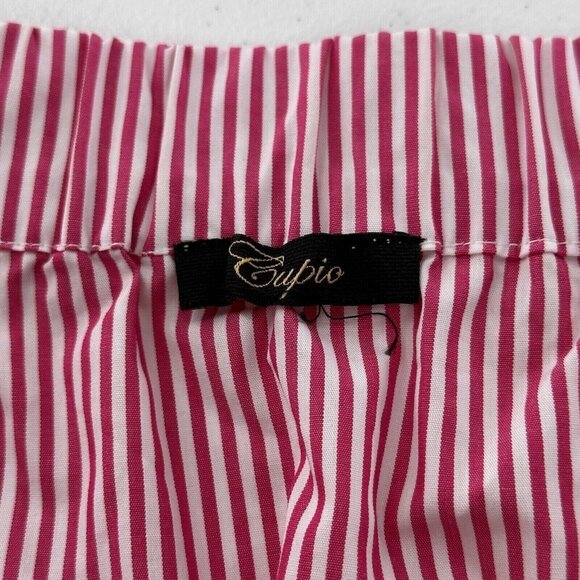 Cupid Womens Red & White Striped Off-Shoulder Bell Sleeve Top 100% Cotton Medium - Picture 2 of 6